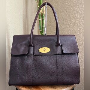 MULBERRY BLACK CHERRY GRAINED LEATHER BAYSWATER